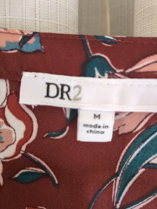 Med DR2 Floral Tunic / Blouse / Top with Button Long or Roll Up Sleeves - Picture 2 of 16